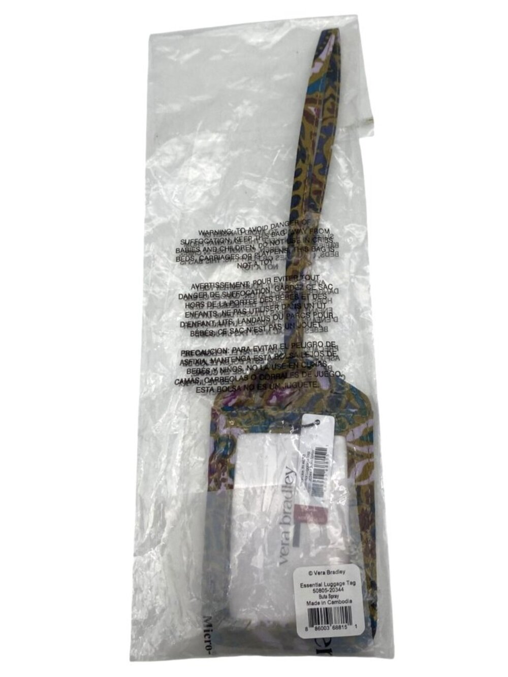 NWT Vera Bradley Essential Luggage Tag Buta Spray Cotton Travel Accessory